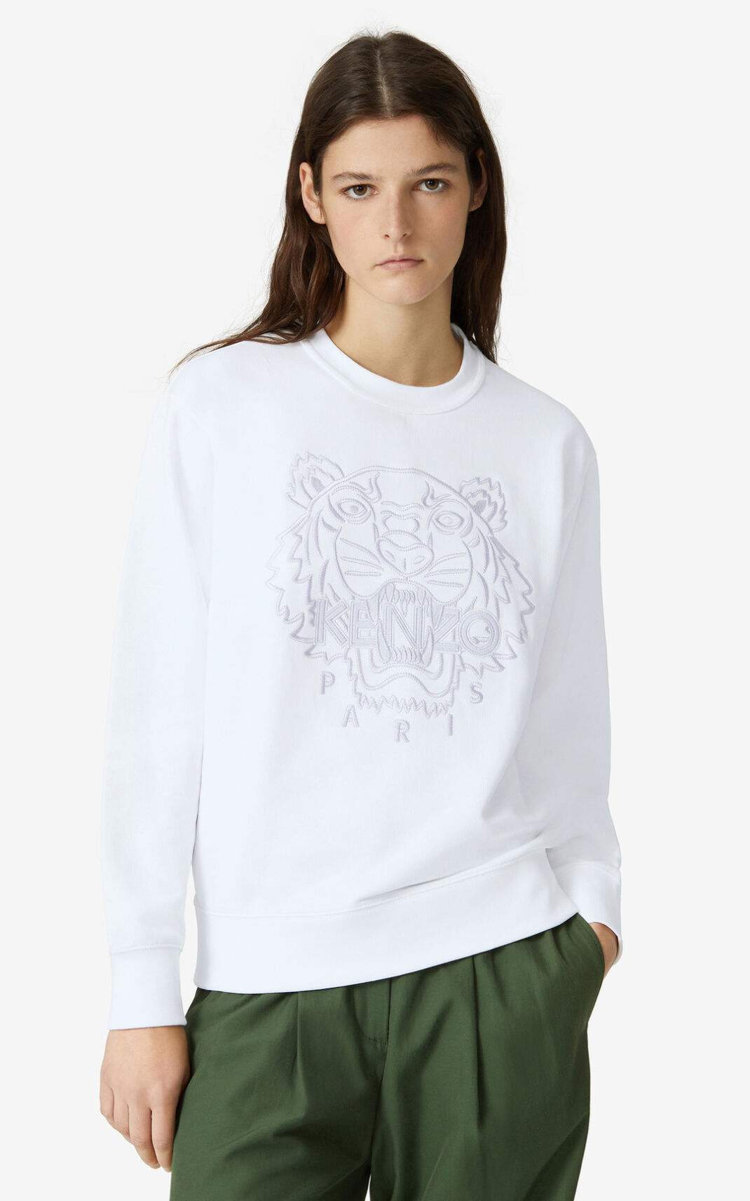 Kenzo Tiger Sweatshirt White For Womens 3510MUJIS